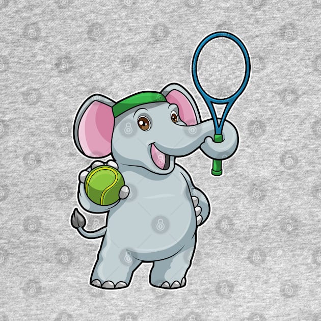 Elephant at Tennis with Tennis racket & Ball by Markus Schnabel